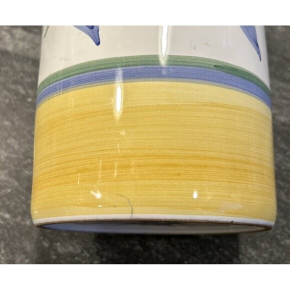 Williams Sonoma TOURNESOL Kitchen Utensil Holder Crock Made In Italy Pottery 6” - Picture 6 of 6